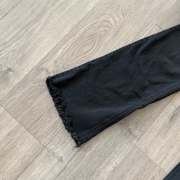 Cello Black High Rise Exposed Button Fly Flare Raw Hem Jeans - Picture 5 of 9